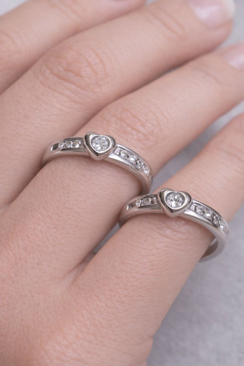 Heart Design Silver Couple Rings – Romantic Matching Ring Set