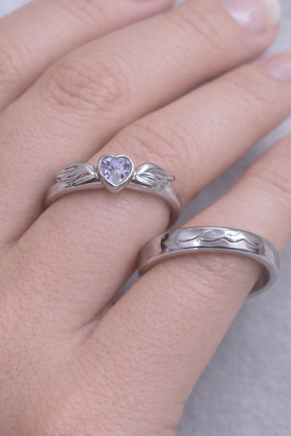 Elegant Heart Silver Couple Rings – Romantic Matching Ring Set
