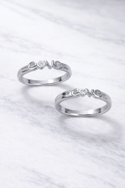 LOVE Letter Silver Couple Rings – Romantic Matching Ring Set