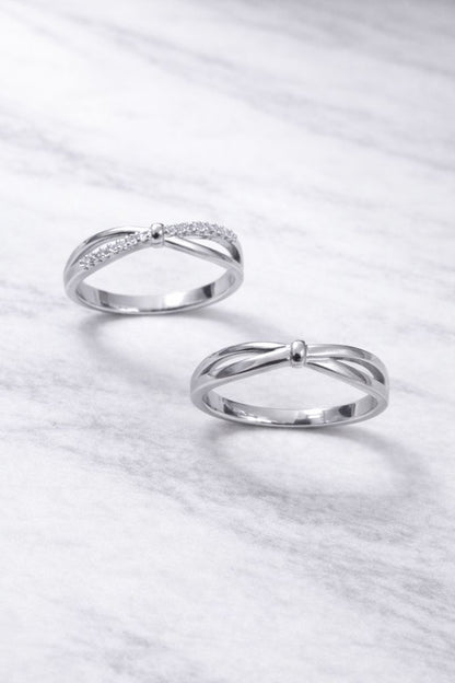 Elegant Twist Silver Couple Rings – Minimal Matching Ring Set
