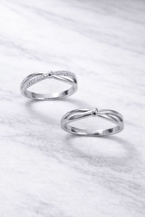 Elegant Twist Silver Couple Rings – Minimal Matching Ring Set