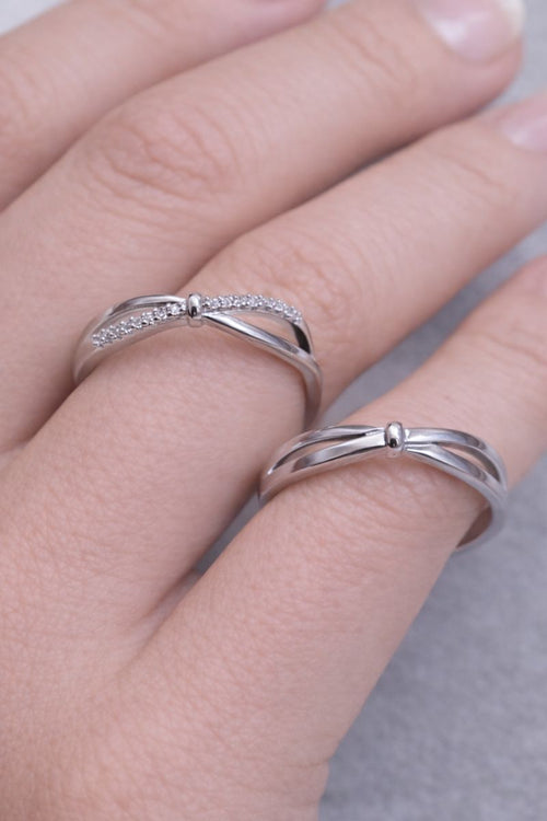 Elegant Twist Silver Couple Rings – Minimal Matching Ring Set