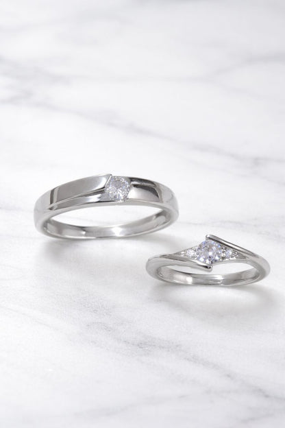 Elegant Silver Solitaire Couple Rings – Premium Matching Design