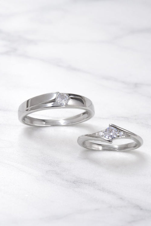 Elegant Silver Solitaire Couple Rings – Premium Matching Design
