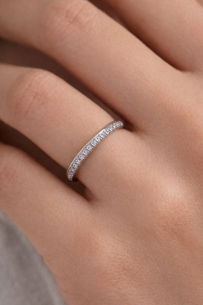 Minimal Pavé Band Silver Ring with Subtle Sparkle