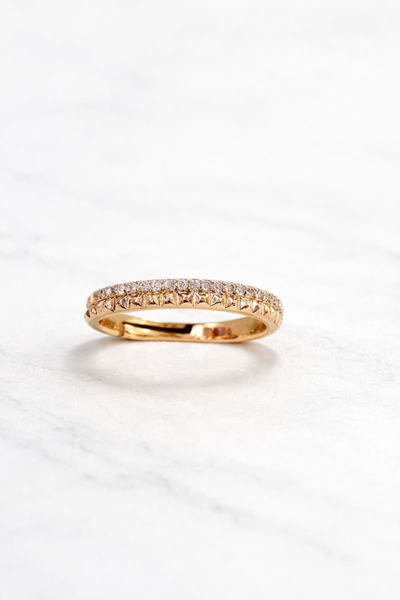 Classic Gold Pavé Band Ring with Sparkling Crystals