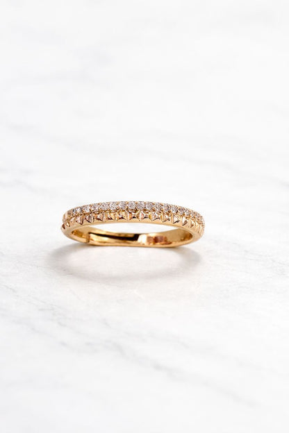 Classic Gold Pavé Band Ring with Sparkling Crystals