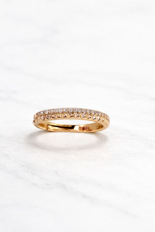Classic Gold Pavé Band Ring with Sparkling Crystals