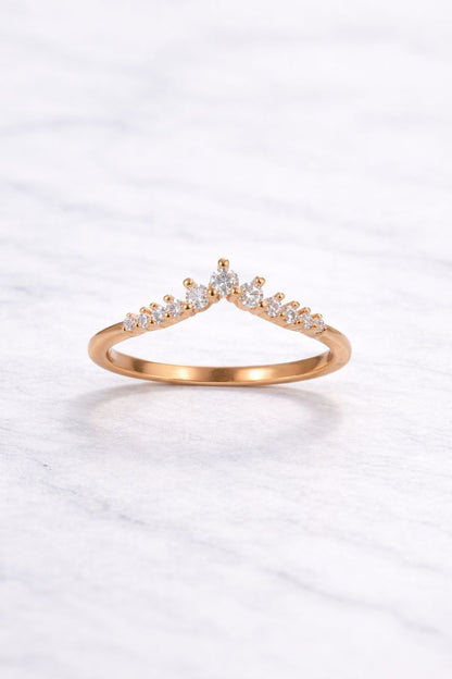 Crown-Style Gold Ring with Sparkling Crystal Accents