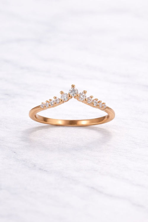 Crown-Style Gold Ring with Sparkling Crystal Accents