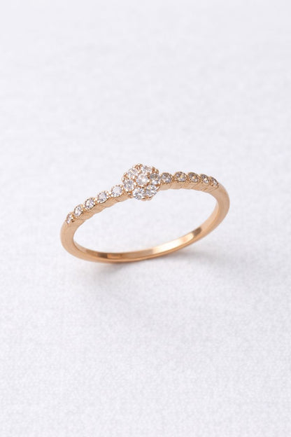 Classic Floral Cluster Gold Ring with Sparkling Stones