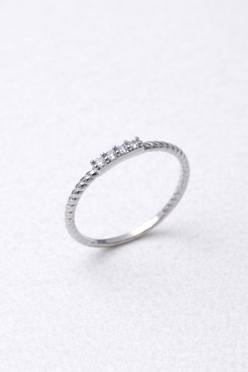 Minimal Three-Stone Silver Band Ring