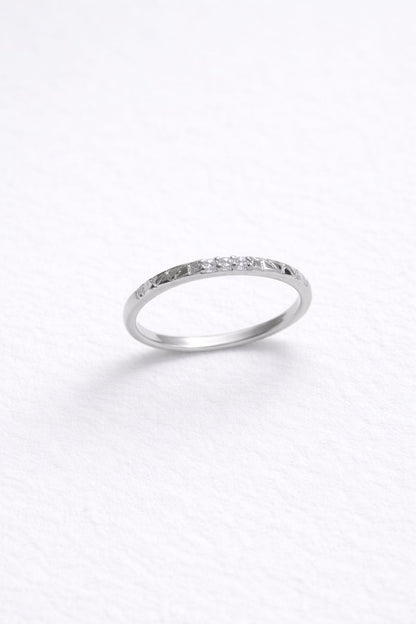 Elegant Silver Slim Band Ring with Crystal Detail