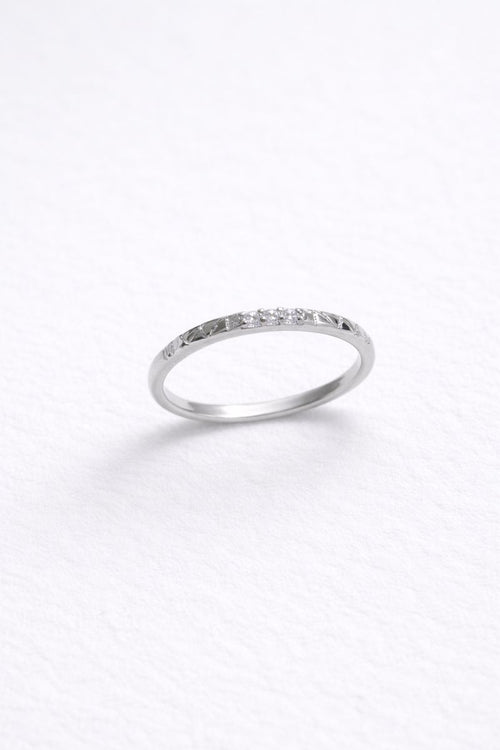 Elegant Silver Slim Band Ring with Crystal Detail