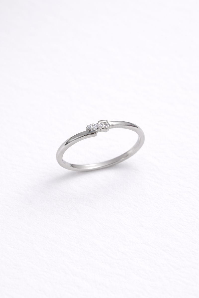 Silver Zigzag Crystal Band Ring