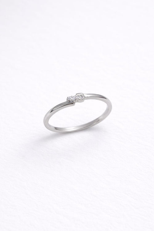 Silver Zigzag Crystal Band Ring