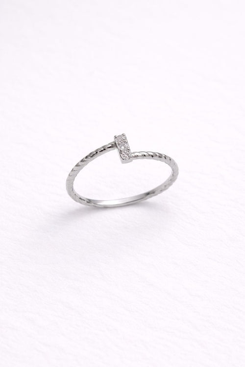 Silver Vertical Bar Crystal Ring