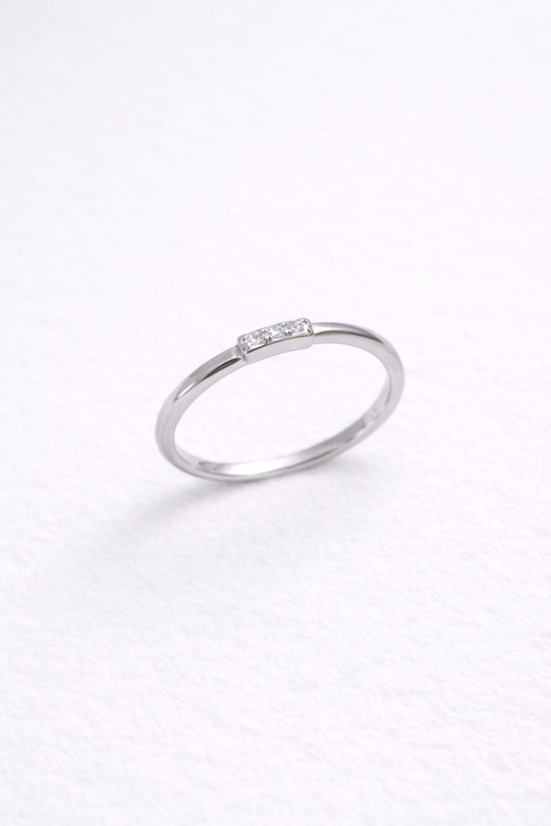 Silver Minimal Crystal Band Ring
