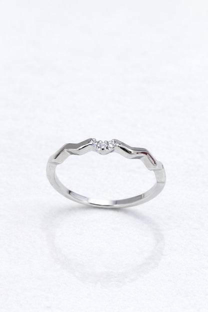 Silver Wave Crystal Crown Ring
