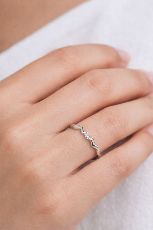Silver Wave Crystal Crown Ring