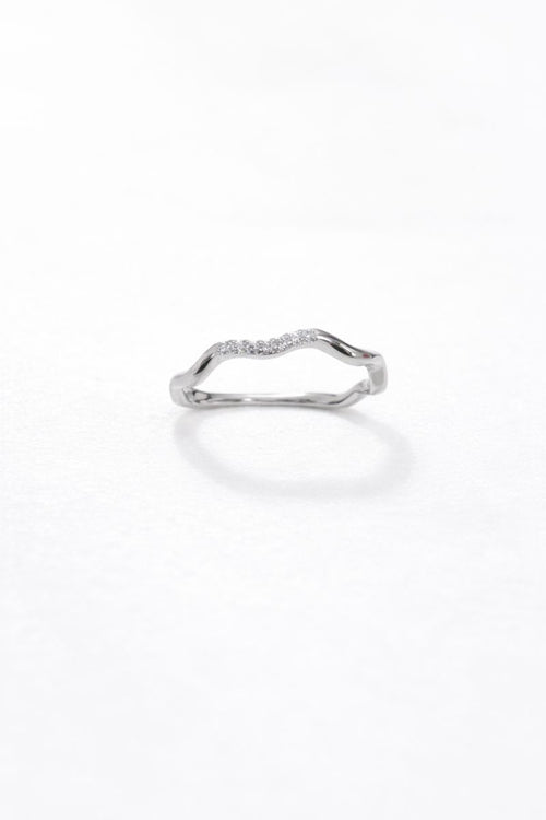 Silver Wave Crystal Band Ring