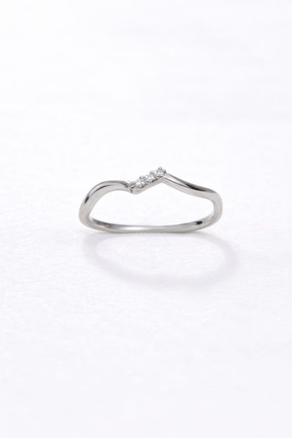 Silver Chevron Crystal V Ring