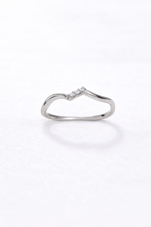 Silver Chevron Crystal V Ring
