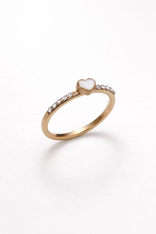 Minimal Heart Crystal Ring – Rose Gold Finish