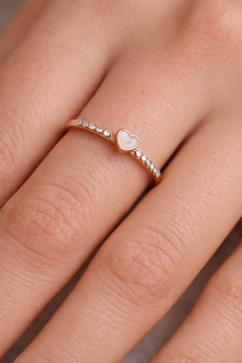 Minimal Heart Crystal Ring – Rose Gold Finish