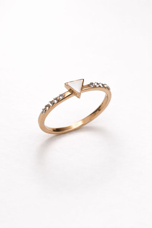 Minimal Triangle Crystal Ring – Rose Gold Finish