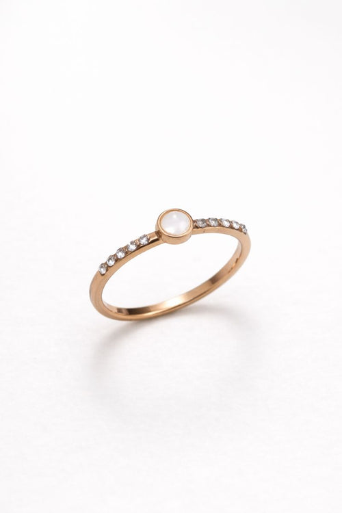 Minimal Round Stone Crystal Ring – Rose Gold Finish