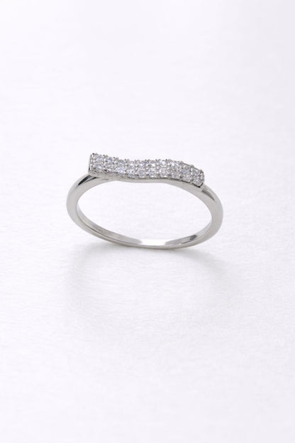 Classic Pavé Bar Silver Ring with Sparkling Crystals
