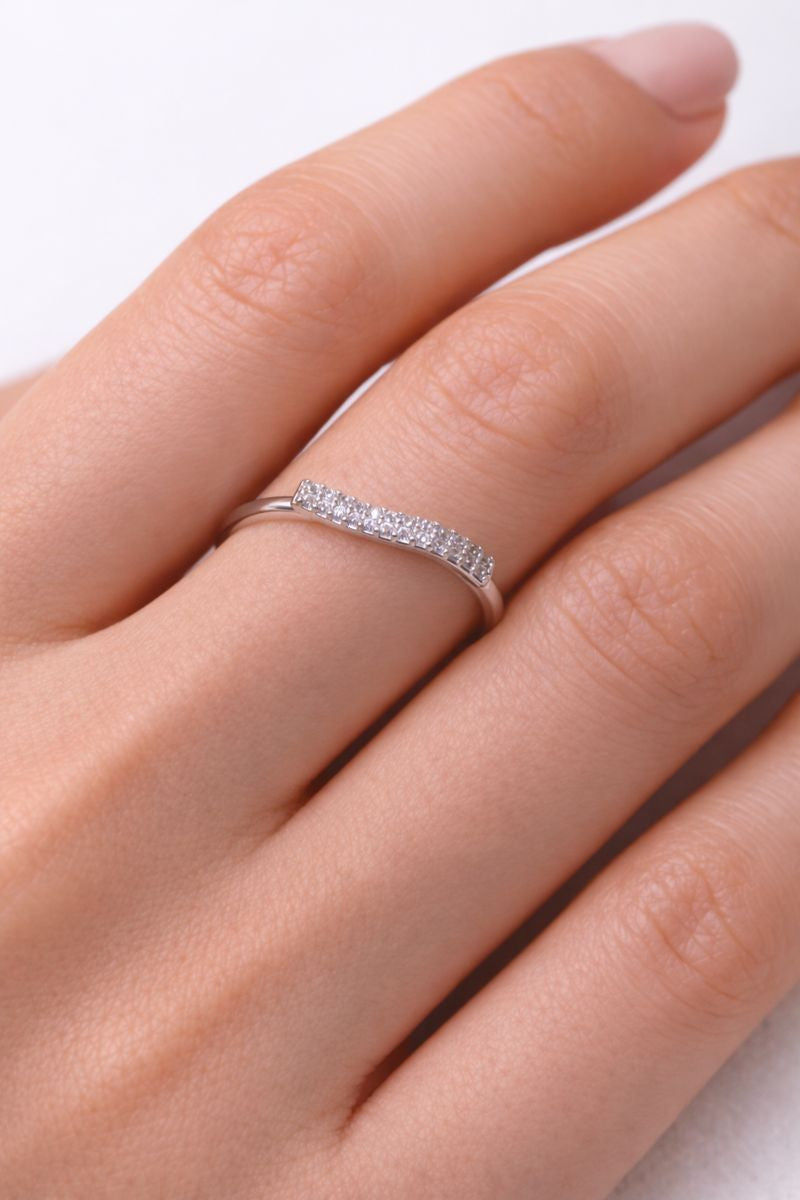 Classic Pavé Bar Silver Ring with Sparkling Crystals