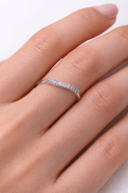 Classic Pavé Bar Silver Ring with Sparkling Crystals