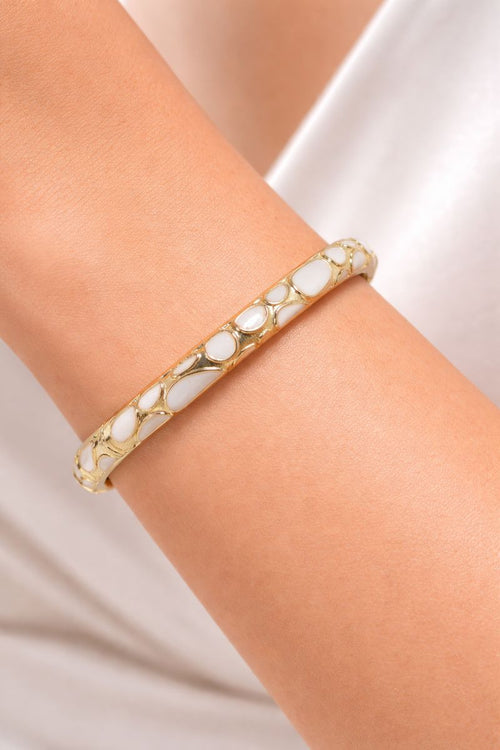 Elegant White Enamel Gold-Tone Bracelet