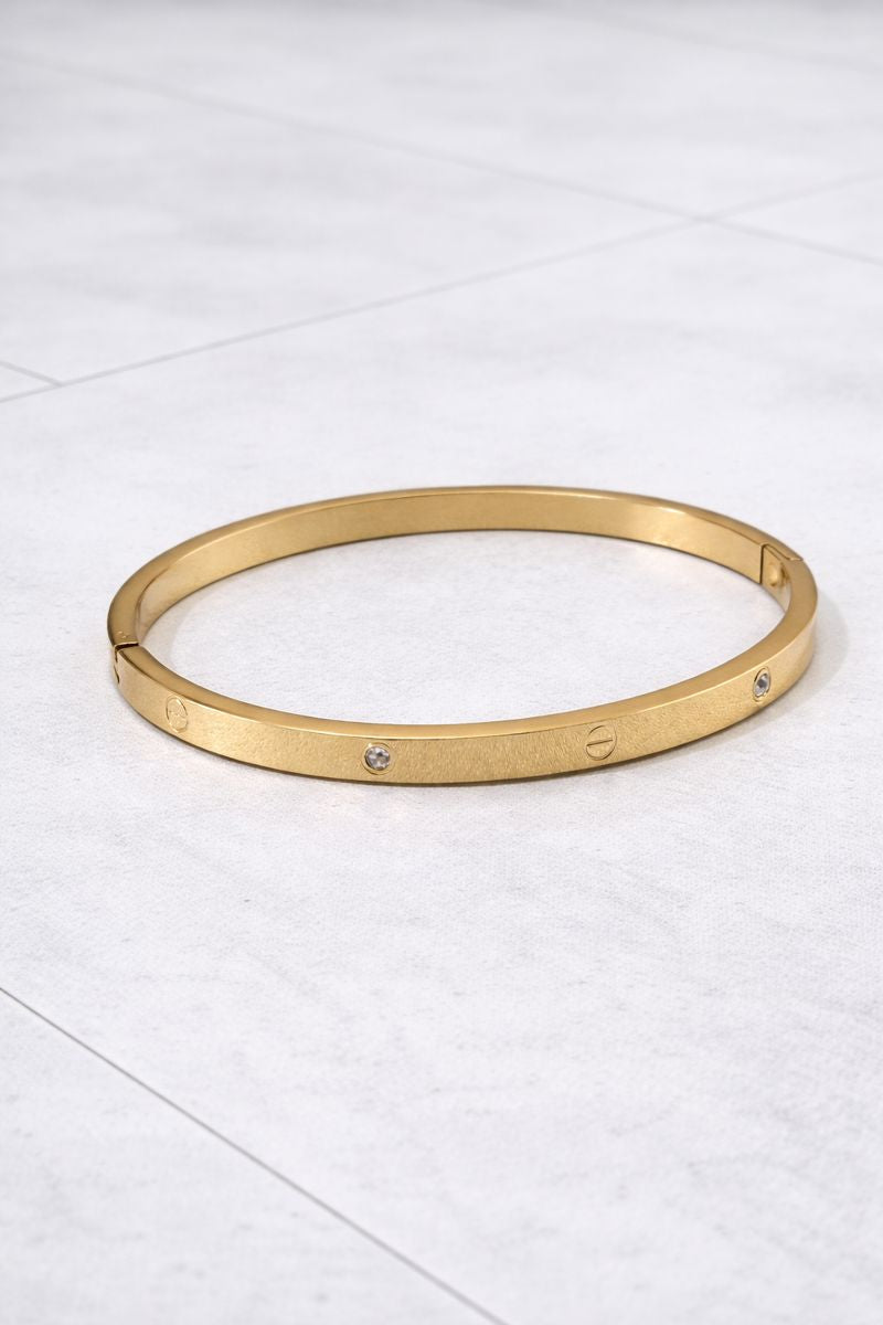 Minimal Crystal Gold Cuff Bracelet