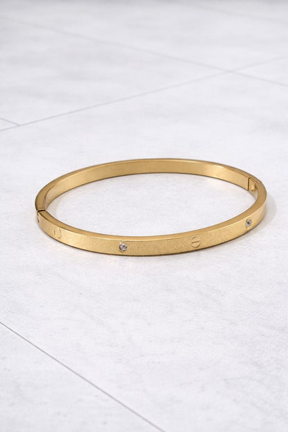 Minimal Crystal Gold Cuff Bracelet