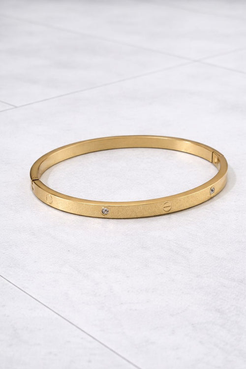Minimal Crystal Gold Cuff Bracelet