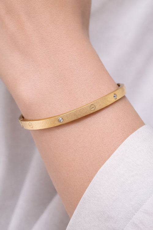 Minimal Crystal Gold Cuff Bracelet