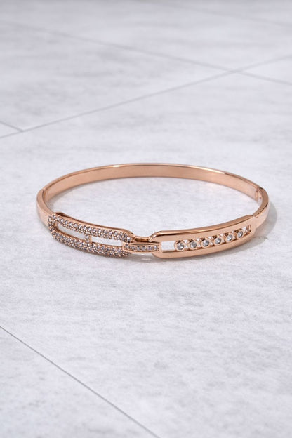 Rose Gold Crystal Link Cuff Bracelet
