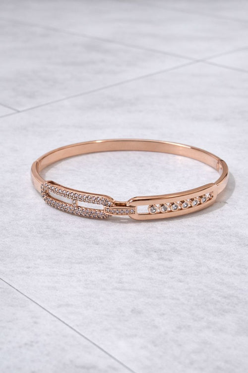 Rose Gold Crystal Link Cuff Bracelet