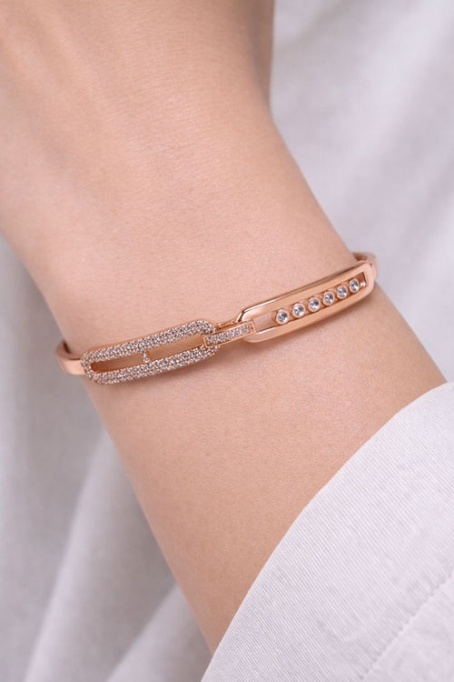 Rose Gold Crystal Link Cuff Bracelet