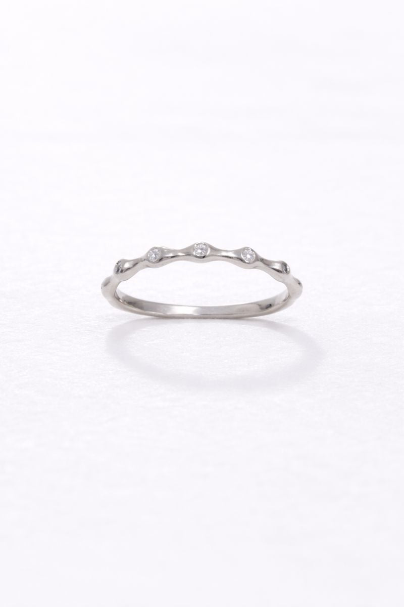 Silver Wave Crystal Stack Ring