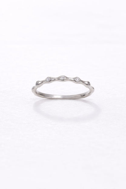 Silver Wave Crystal Stack Ring