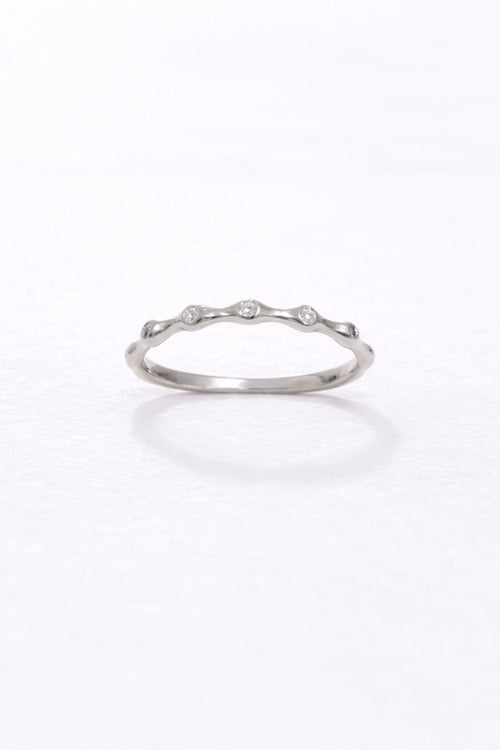 Silver Wave Crystal Stack Ring