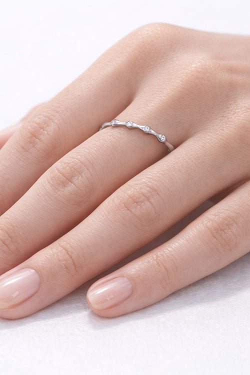 Silver Wave Crystal Stack Ring
