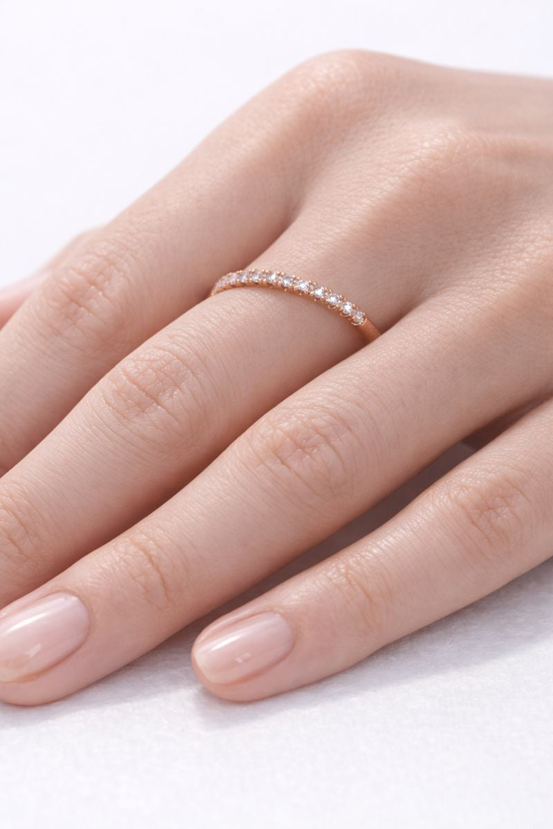 Rose Gold Crystal Eternity Band Ring