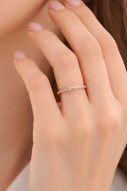 Rose Gold Curved Eternity Crystal Ring