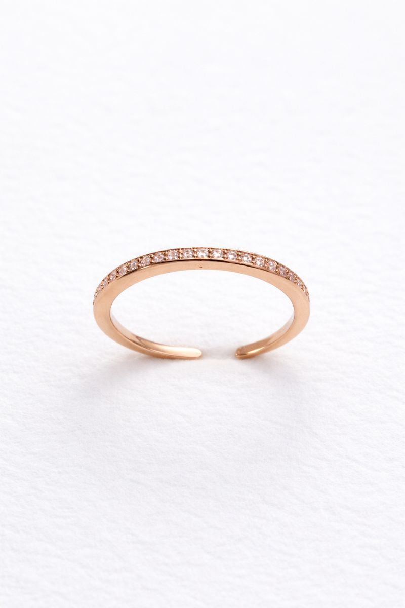 Minimal Rose Gold Open Crystal Band Ring