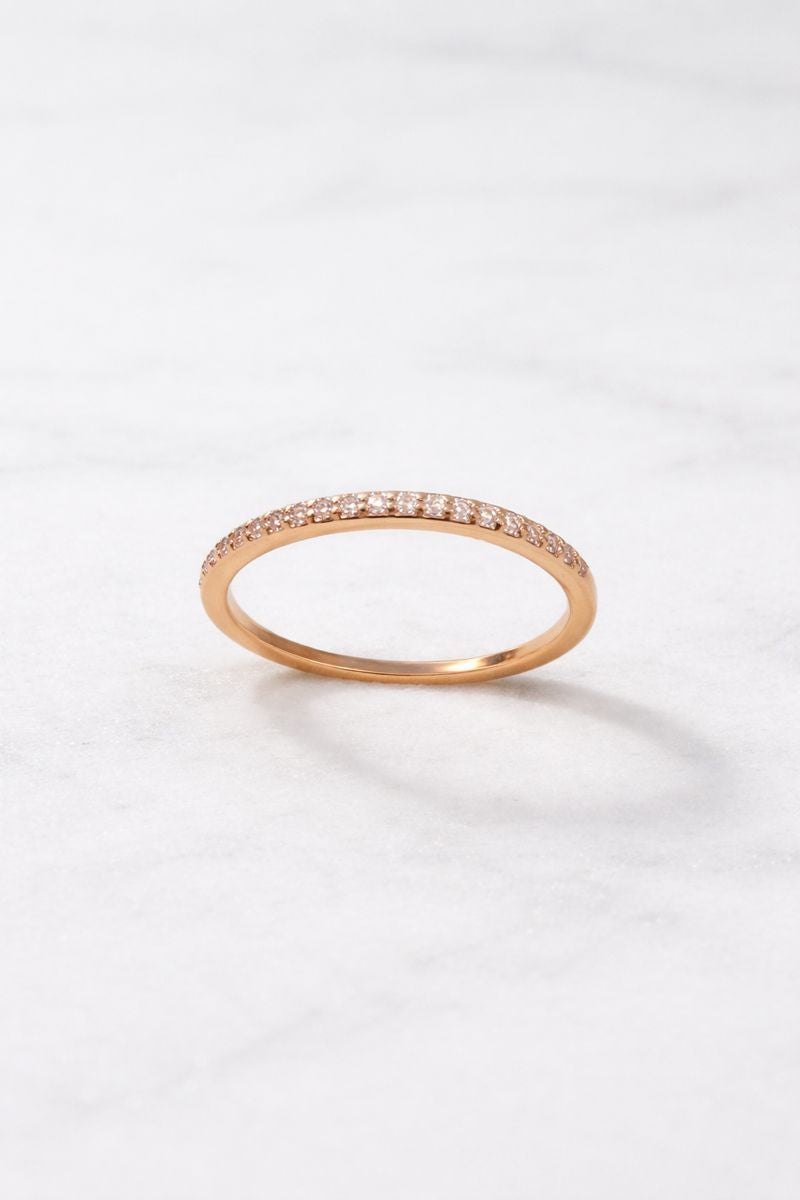 Elegant Rose Gold Pavé Crystal Band Ring